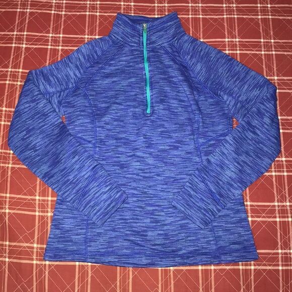 Tek gear blue zip up autumn fall workout sweater long sleeve interior fleece - Picture 1 of 7
